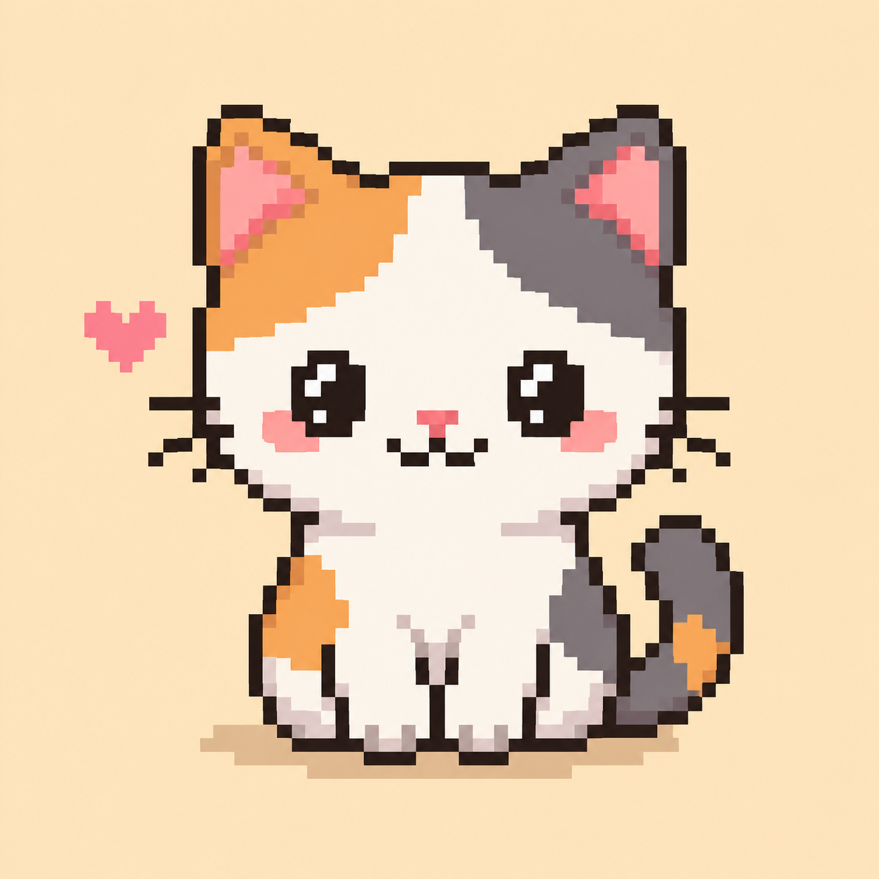 Um gatinho fofo, pixel art.